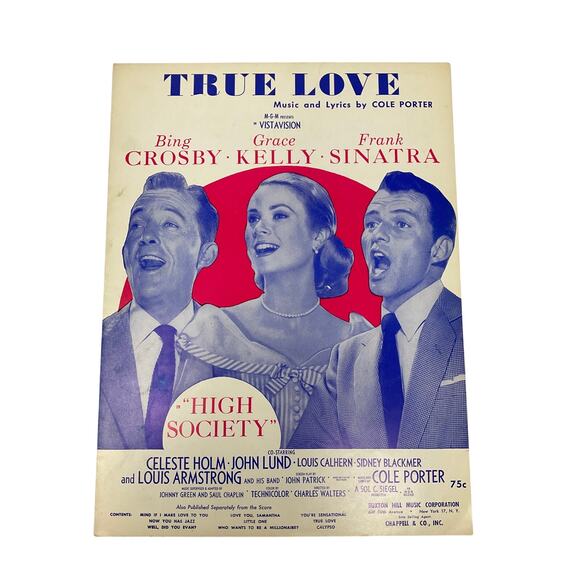 True Love Sheet Music Bing Crosby Grace Kelly Frank Sinatra Cole Porter - Picture 1 of 5
